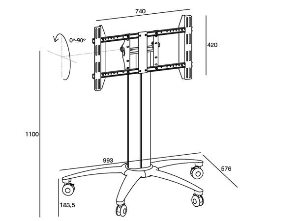 Multibrackets flatskjerm gulvstativ 110 Undervisningsbord - maks 80 kg 